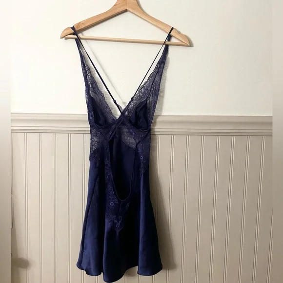 Y2K Rare Victoria's Secret Small Lace Purple/Blue Lace Babydoll Lingerie - Picture 4 of 5